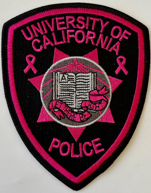 UNIVERSITY OF CALIFORNIA POLICE DARK PINK SHOULDER PATCH - SEW ON.